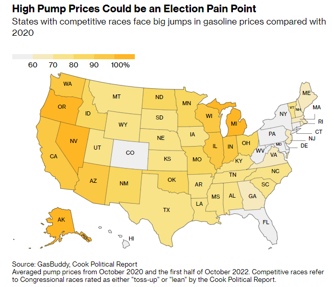 Quelle: GasBuddy, Cook Political Report