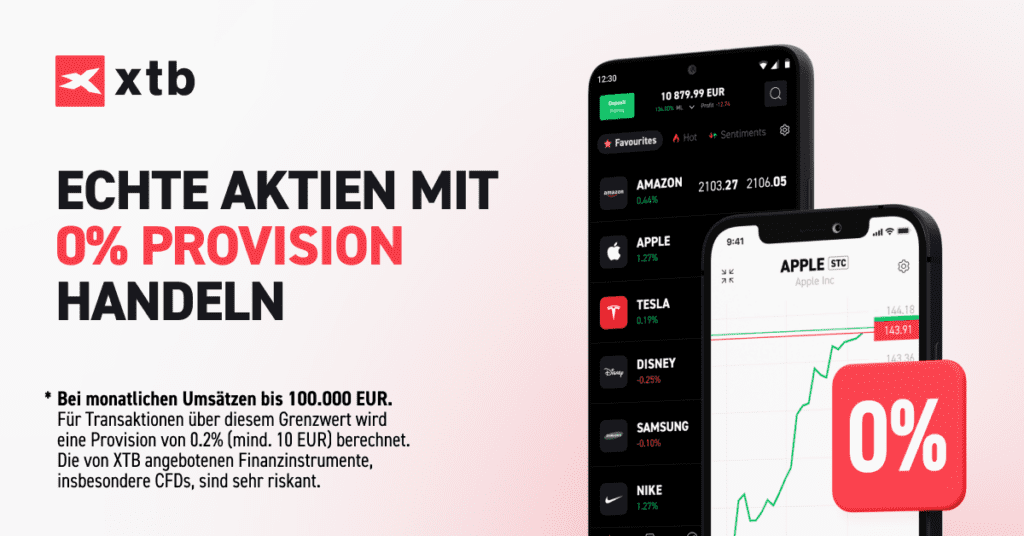Gebuehrenfrei Aktienhandel mit XTB - deutsche und US Aktien