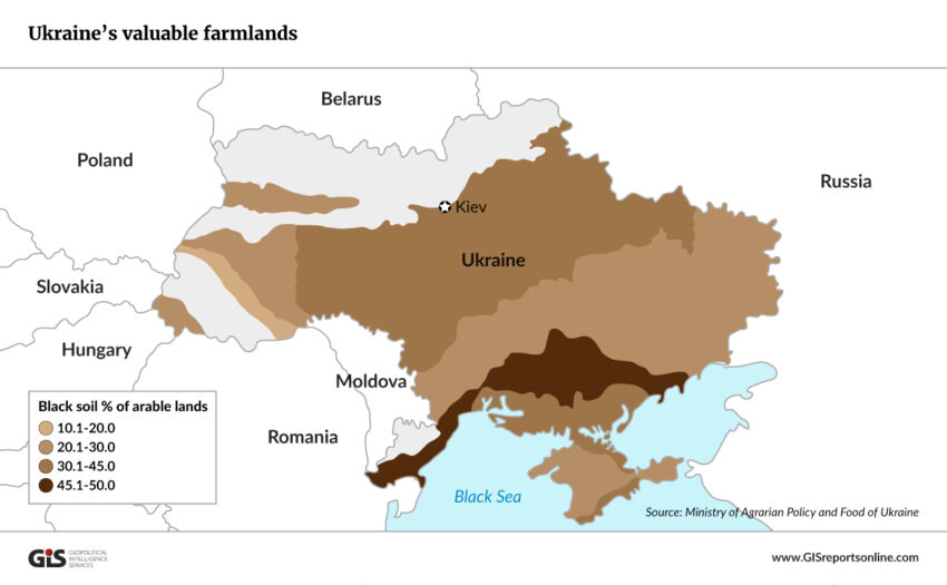 Verteilung der Schwarzerdeböden in der Ukraine. Quelle: Ministerium für Agrarpolitik und Ernährung der Ukraine