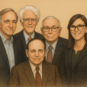 Ray Dalio, Peter Lynch, Benjamin Graham, Charlie Munger Und Cathie Wood