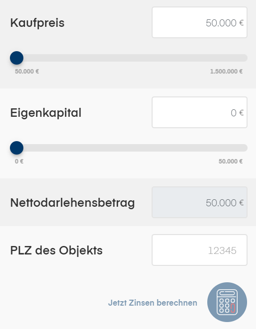 1822direkt Baufinanzierung Zinsrechner